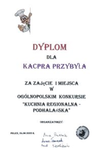 Dyplom Konkurs Kuchnia Regionalna